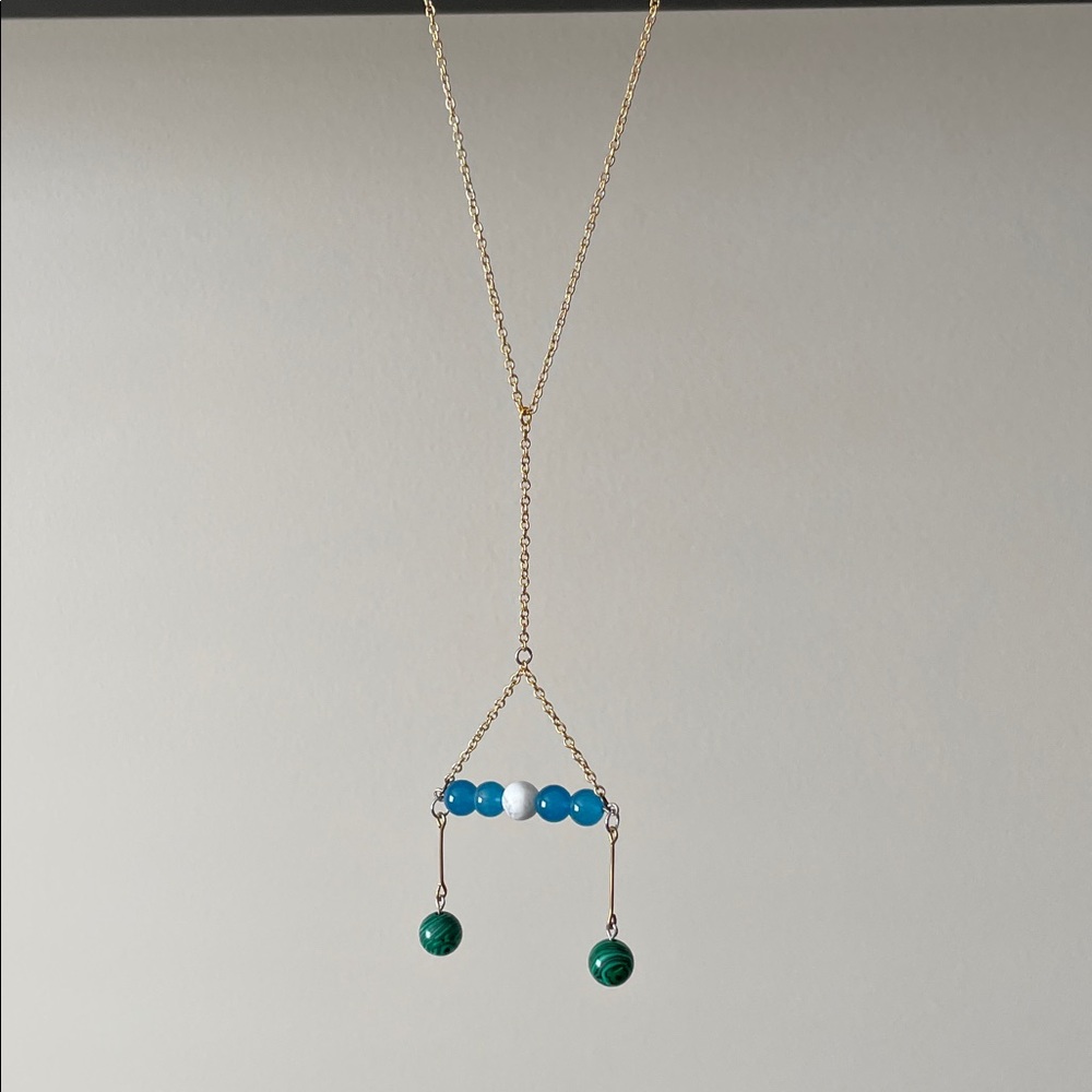 Handmade statement blue jade gemstone necklace